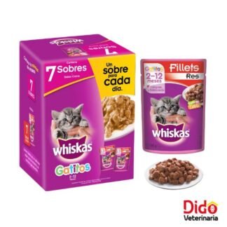 WHISKAS POUCH CARNE GATICO PACK 7 UND CAJA