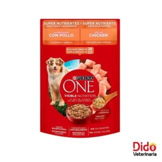 ONE POUCH CARNE POLLO CACHORROS ADULTOS 85 GM
