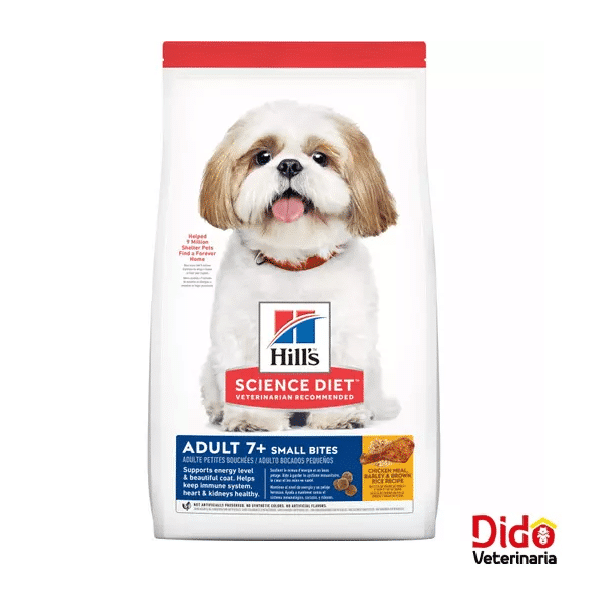 HILLS ADULT 7+ SMALL BITES CHICKEN MEAL, BARLEY & RICE RECIPE DOG