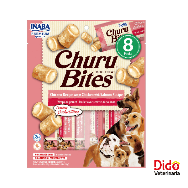 CHURU DOG BITES POLLO SALMÓN 8 UNDS X12 GM
