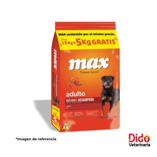 MAX DOG ADULTO MAXIMO DESEMPEÑO CARNE 20KG